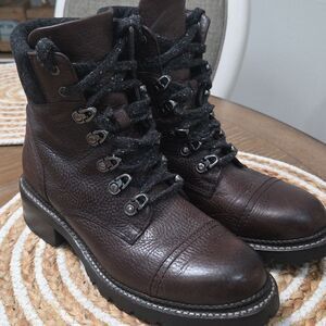 Frye Samantha Hiker, Combat Mid Calf, Brown Lace Ups, Size 7.5B
